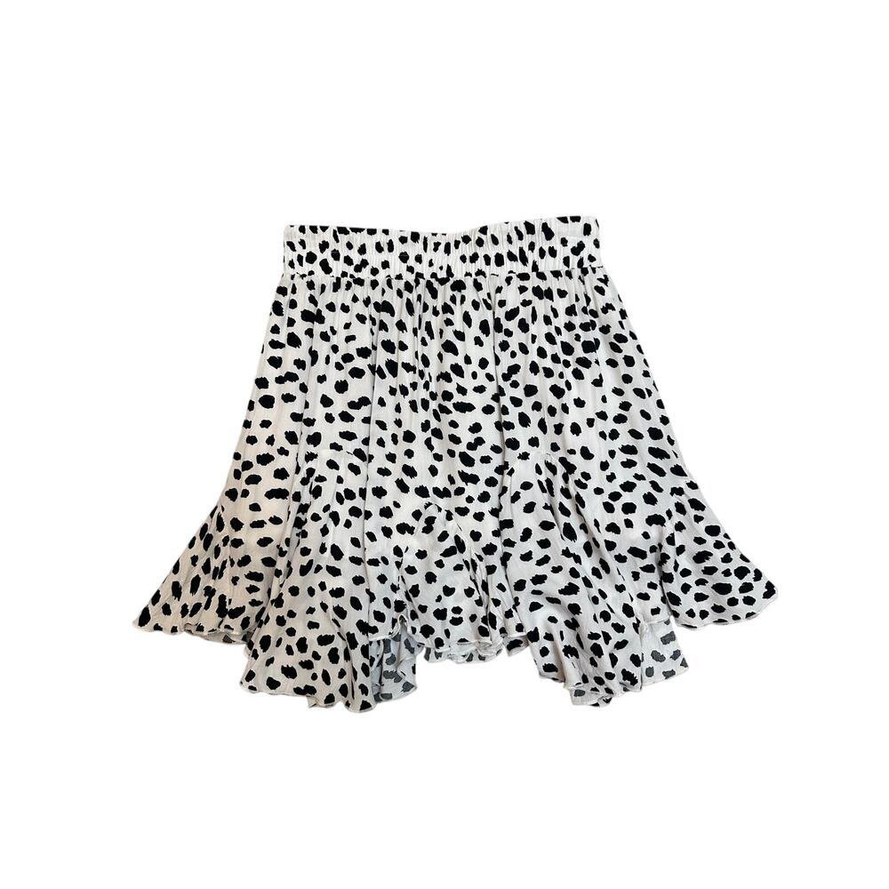 Pink Lily Dalmatian Print Flowy Mini Skirt Size Medium Black White Animal Print - Picture 5 of 9
